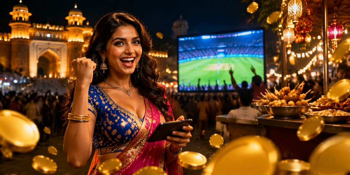 Night market scene with vibrant local slot gaming in India